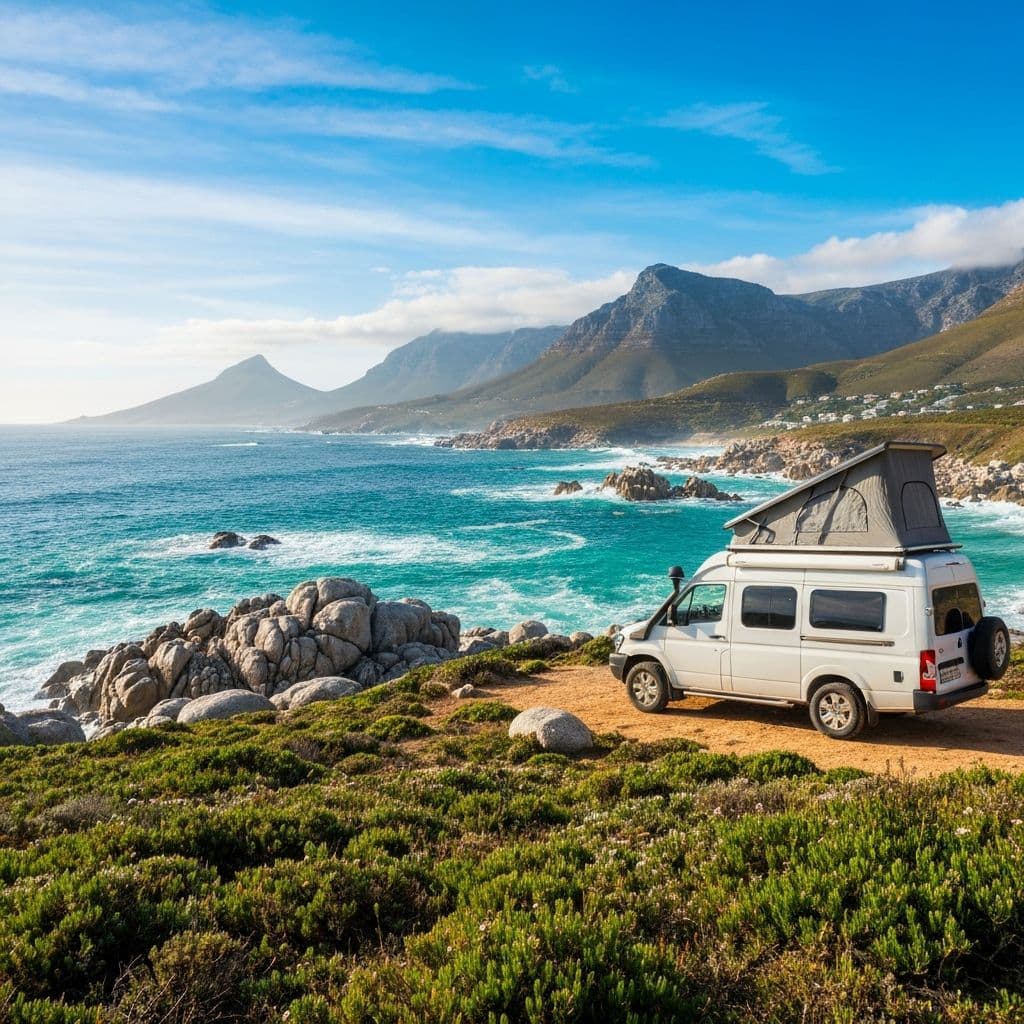 South African 4x4 camper van at Koggelbay near Cape Town